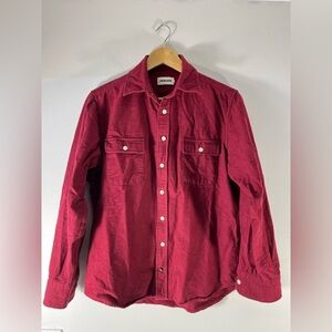 Taylor Stitch Heavyweight Flannel Button Up Shirt Size 38 Red Burgundy Organic